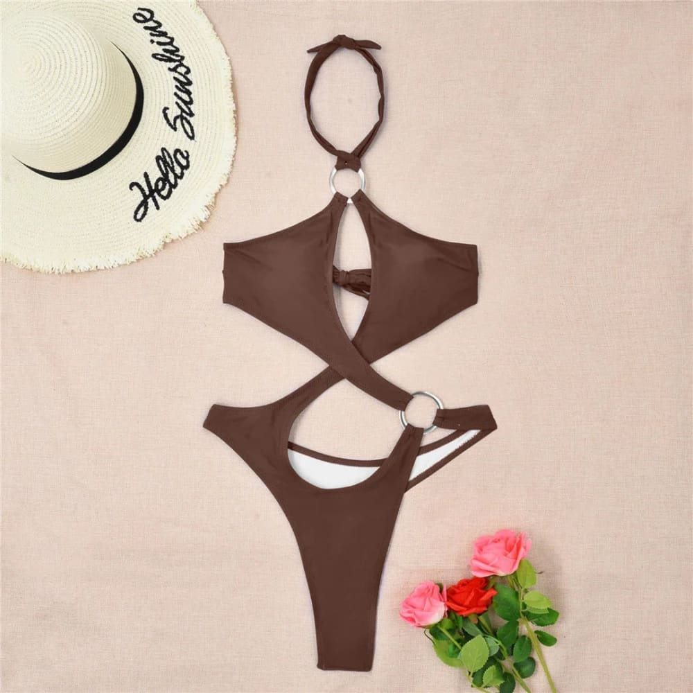 Sexy Cut-Out Halter Monokini – Thong One Piece Swimsuit - On sale