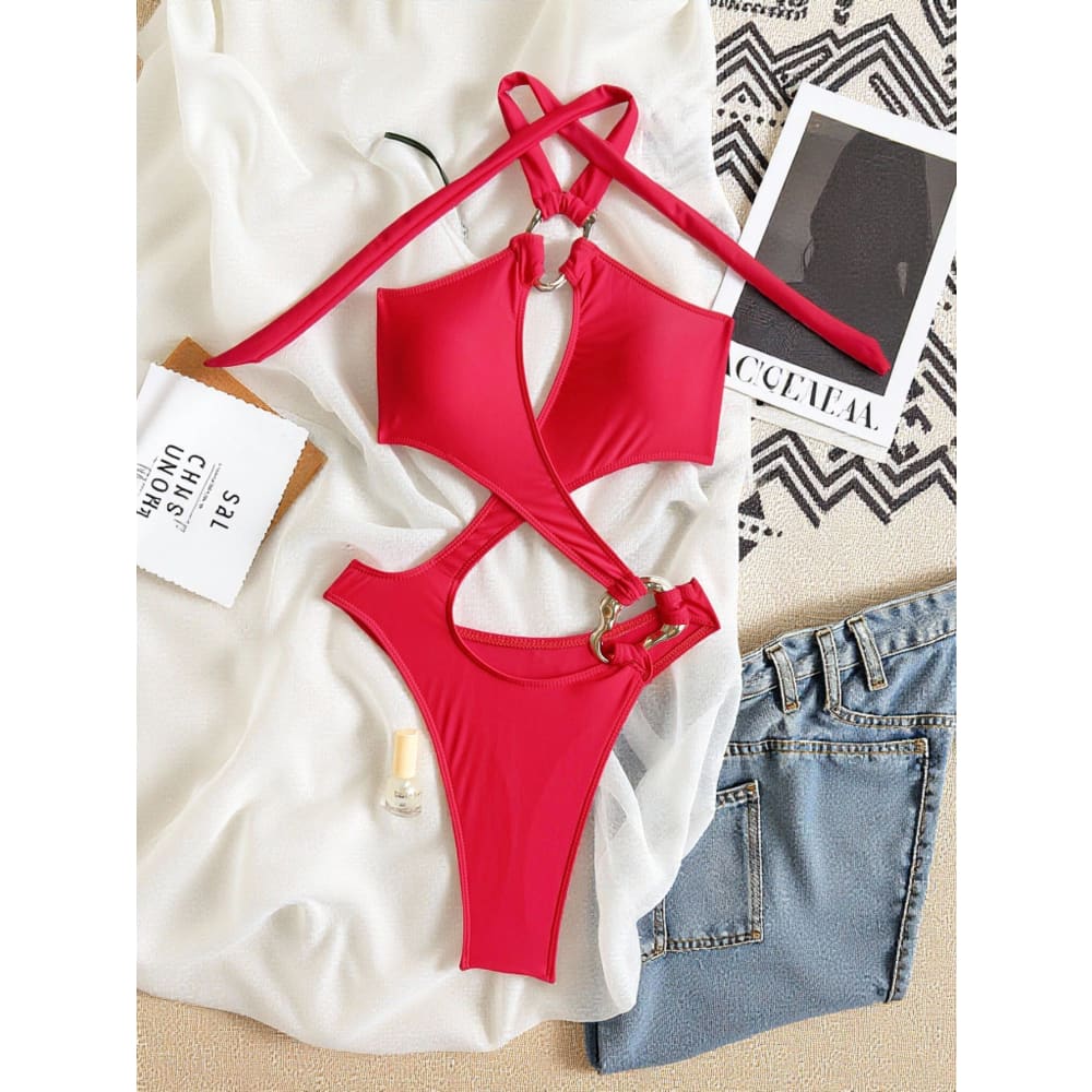 Sexy Cut-Out Halter Monokini – Thong One Piece Swimsuit - On sale