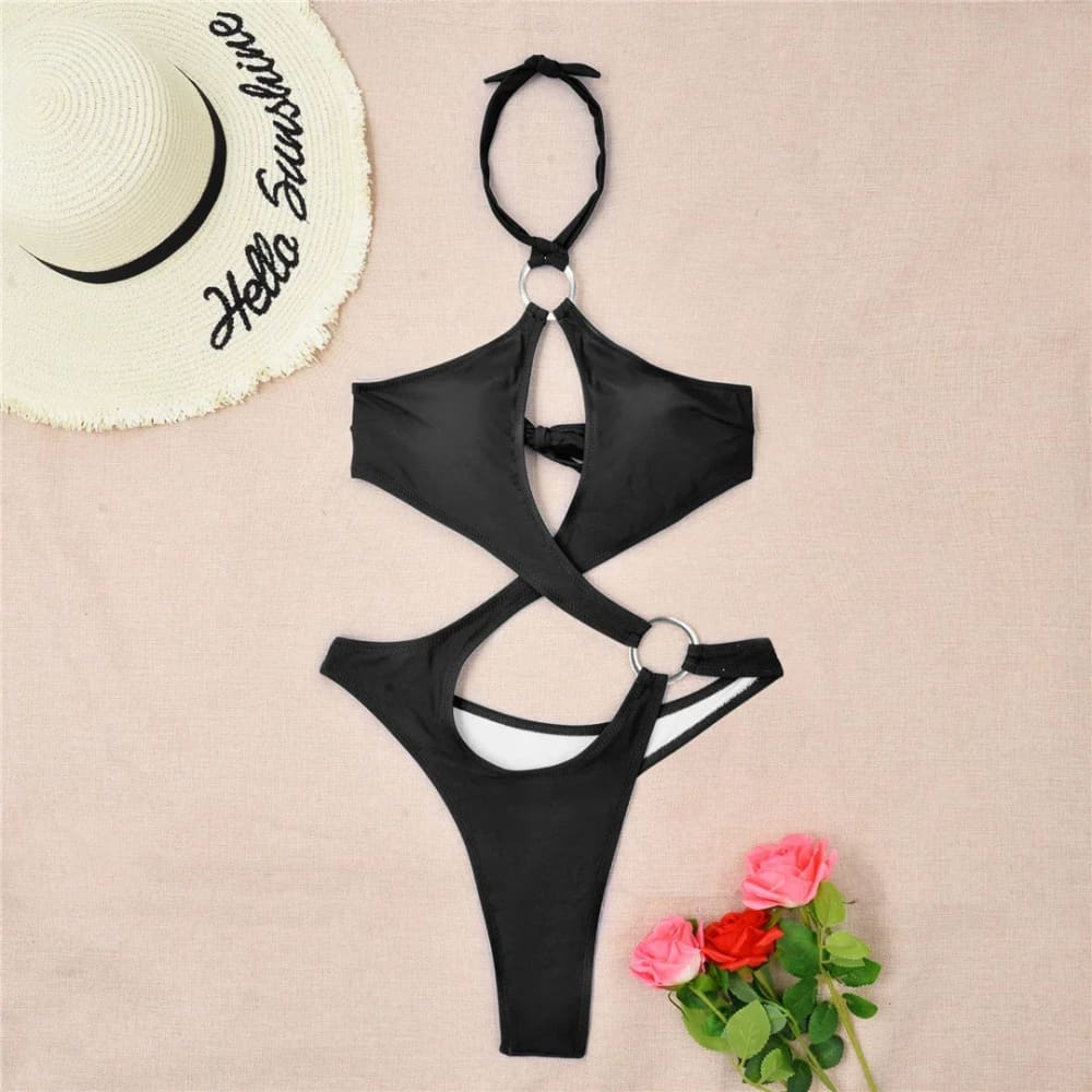 Sexy Cut-Out Halter Monokini – Thong One Piece Swimsuit - On sale