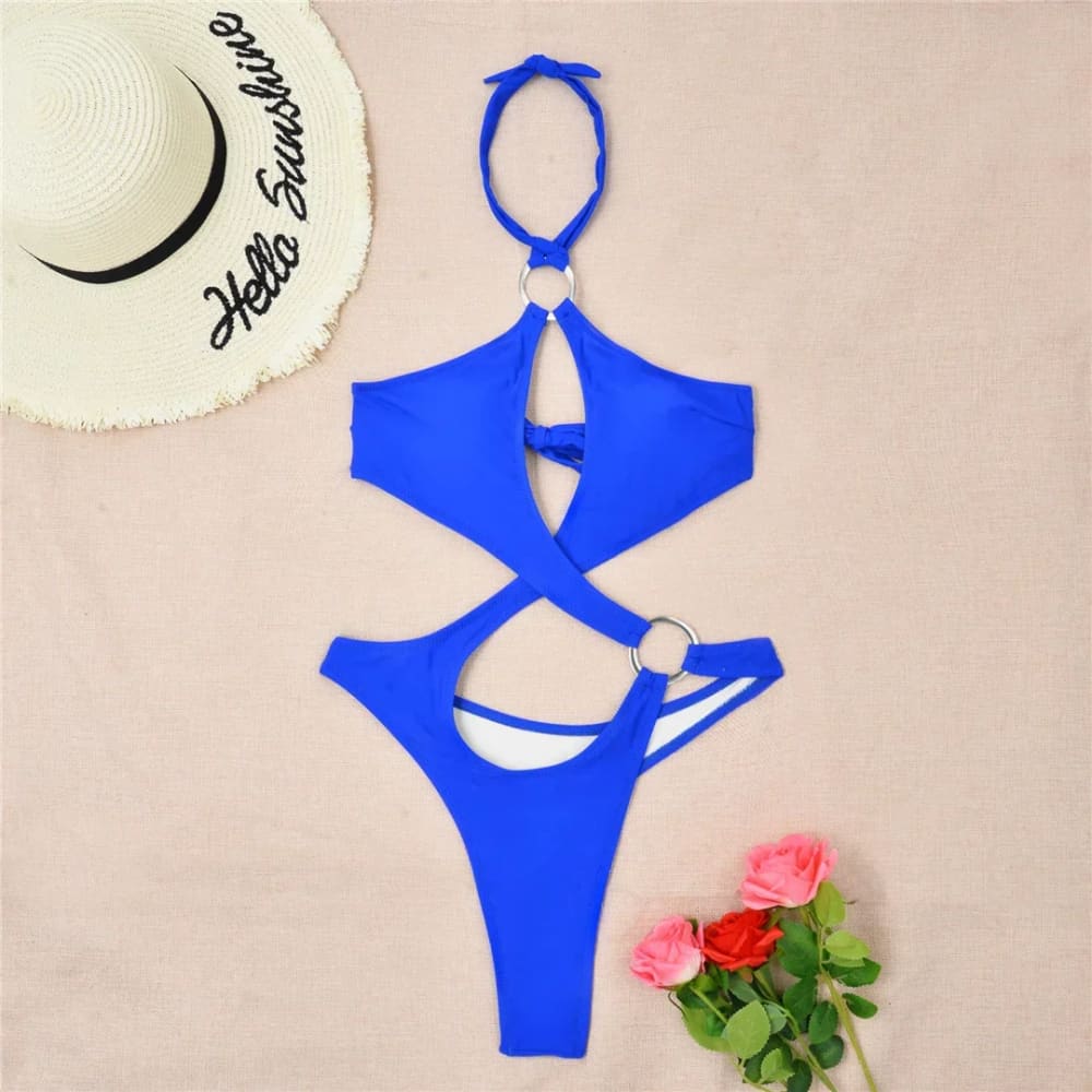 Sexy Cut-Out Halter Monokini – Thong One Piece Swimsuit - On sale