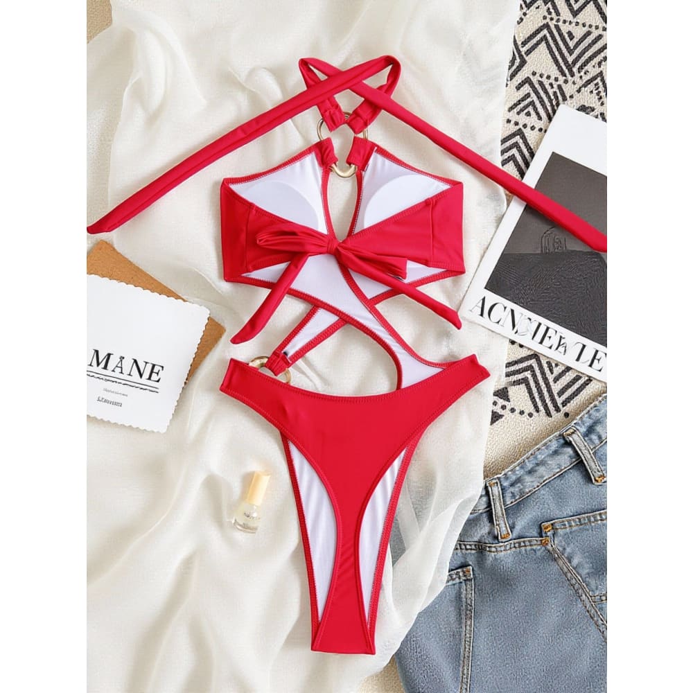 Sexy Cut-Out Halter Monokini – Thong One Piece Swimsuit - On sale