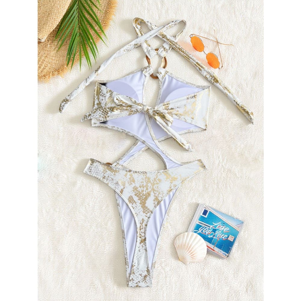 Sexy Cut-Out Halter Monokini – Thong One Piece Swimsuit - On sale