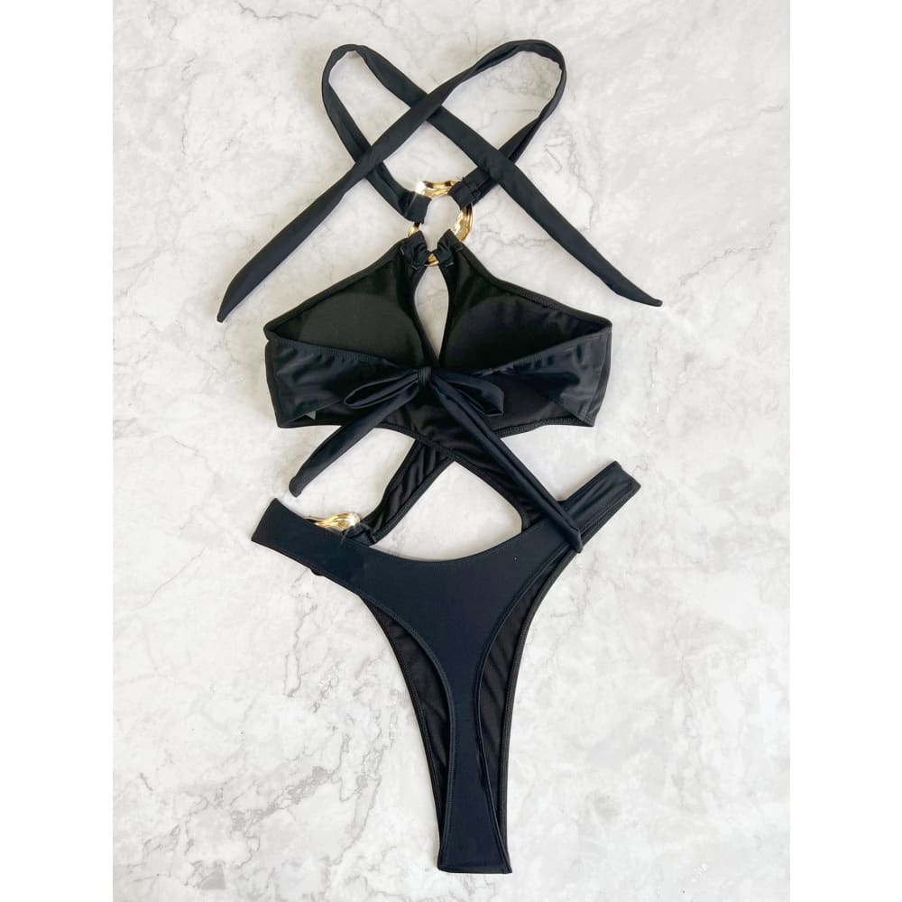 Sexy Cut-Out Halter Monokini – Thong One Piece Swimsuit - On sale