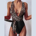 Sexy Deep V Neck Backless Brazilian One Piece Swimsuit - leopard 3 / M / China On sale