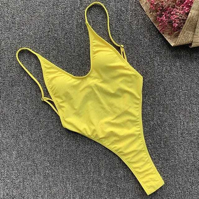 Sexy Extreme String Mini Micro Thong One Piece Swimsuit Monokini - B045yellow / M On sale