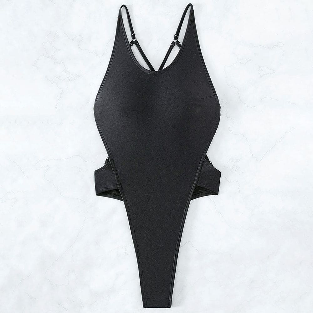 Sexy Gemstone Thong Strappy One Piece Swimsuit - On sale