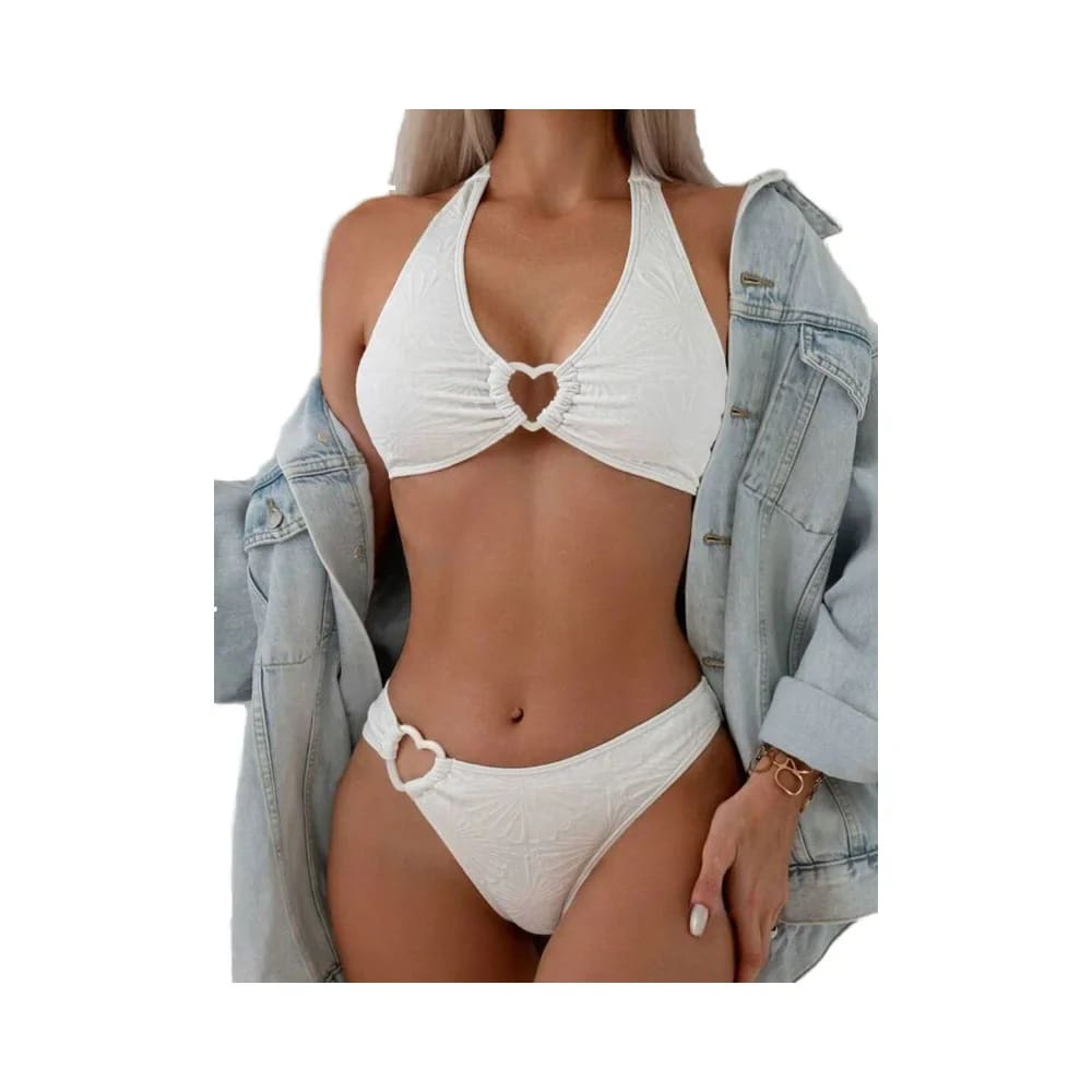 Sexy Heart Ring Bikini Set – High‑Cut Backless Swimwear - On sale