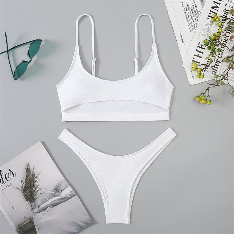 Sexy High Cut Underboob Out Bikini - White / S On sale