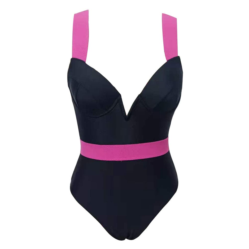 Sexy High-Cut V-Neck Brazilian One-Piece Swimsuit - On sale