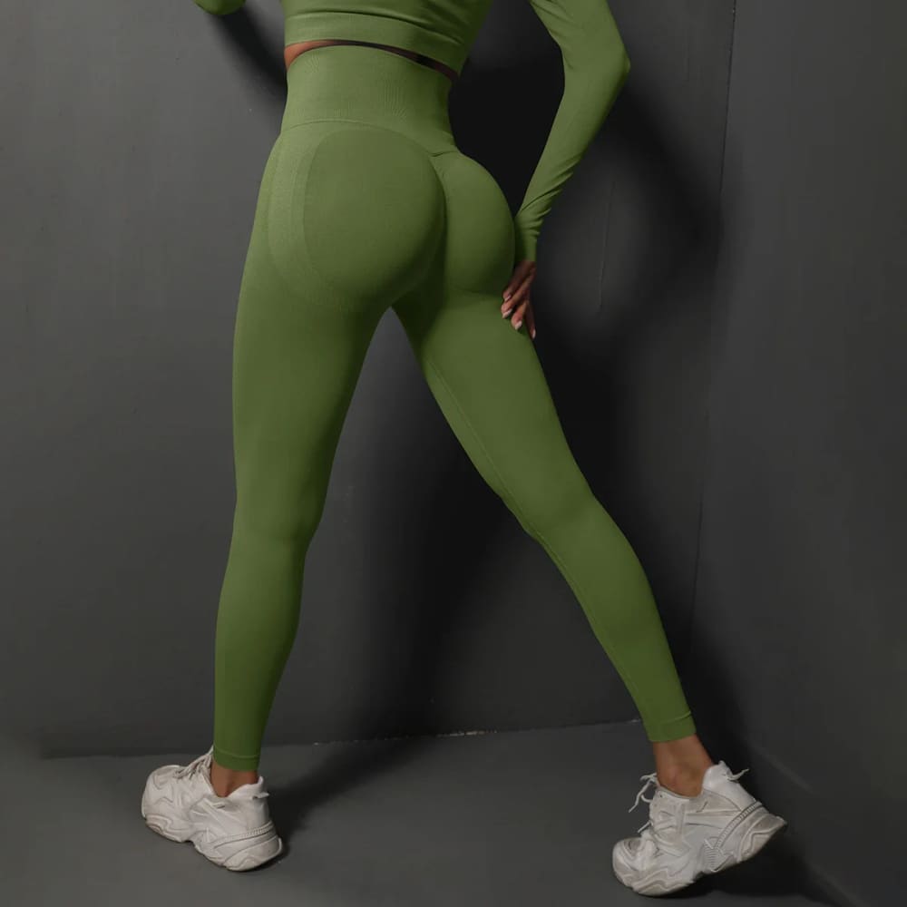 Sexy High-Waist Booty Lifting Yoga Leggings for Women - Army Green / L On sale