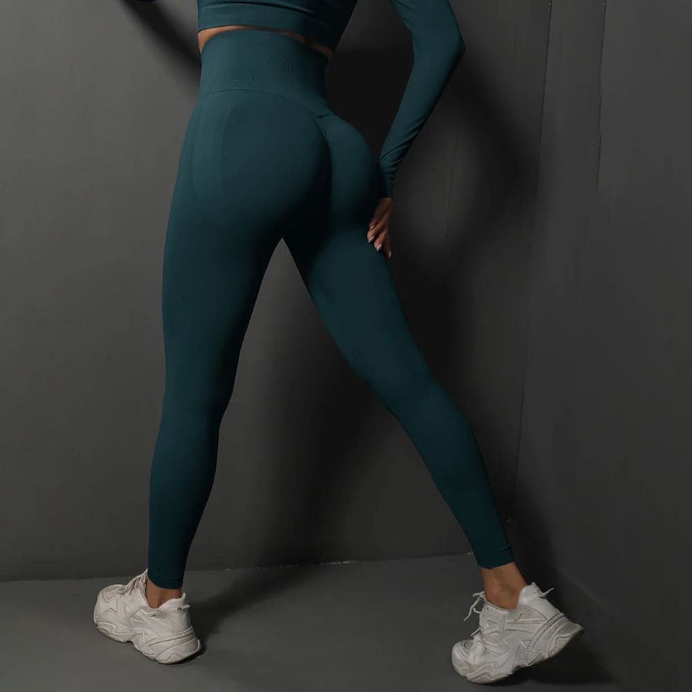 Sexy High-Waist Booty Lifting Yoga Leggings for Women - Blue Green / L On sale