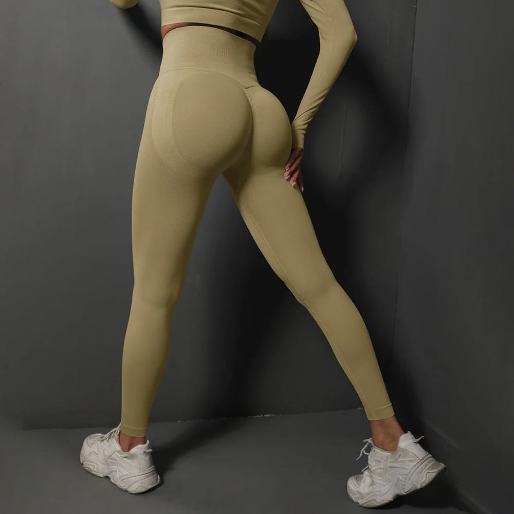 Sexy High-Waist Booty Lifting Yoga Leggings for Women - Khaki / S On sale
