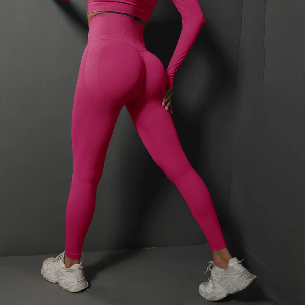 Sexy High-Waist Booty Lifting Yoga Leggings for Women - Rose Red / L On sale