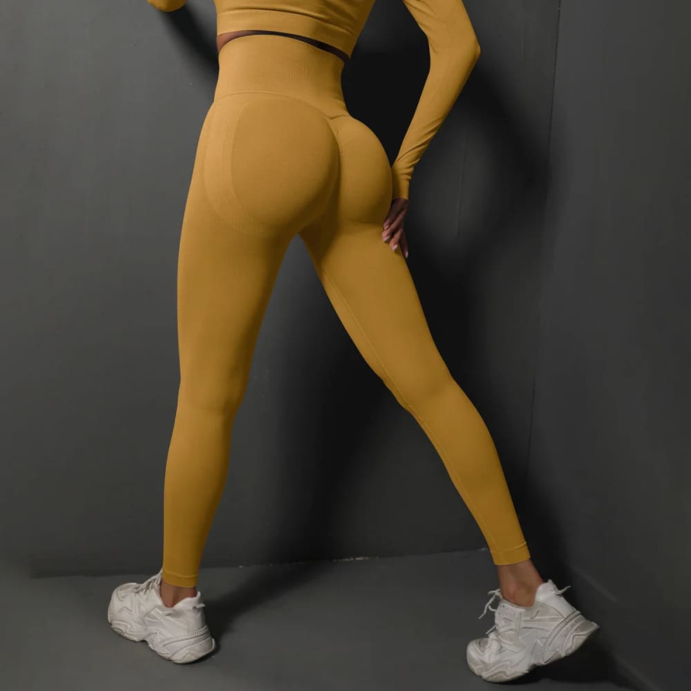Sexy High-Waist Booty Lifting Yoga Leggings for Women - Yellow / M On sale