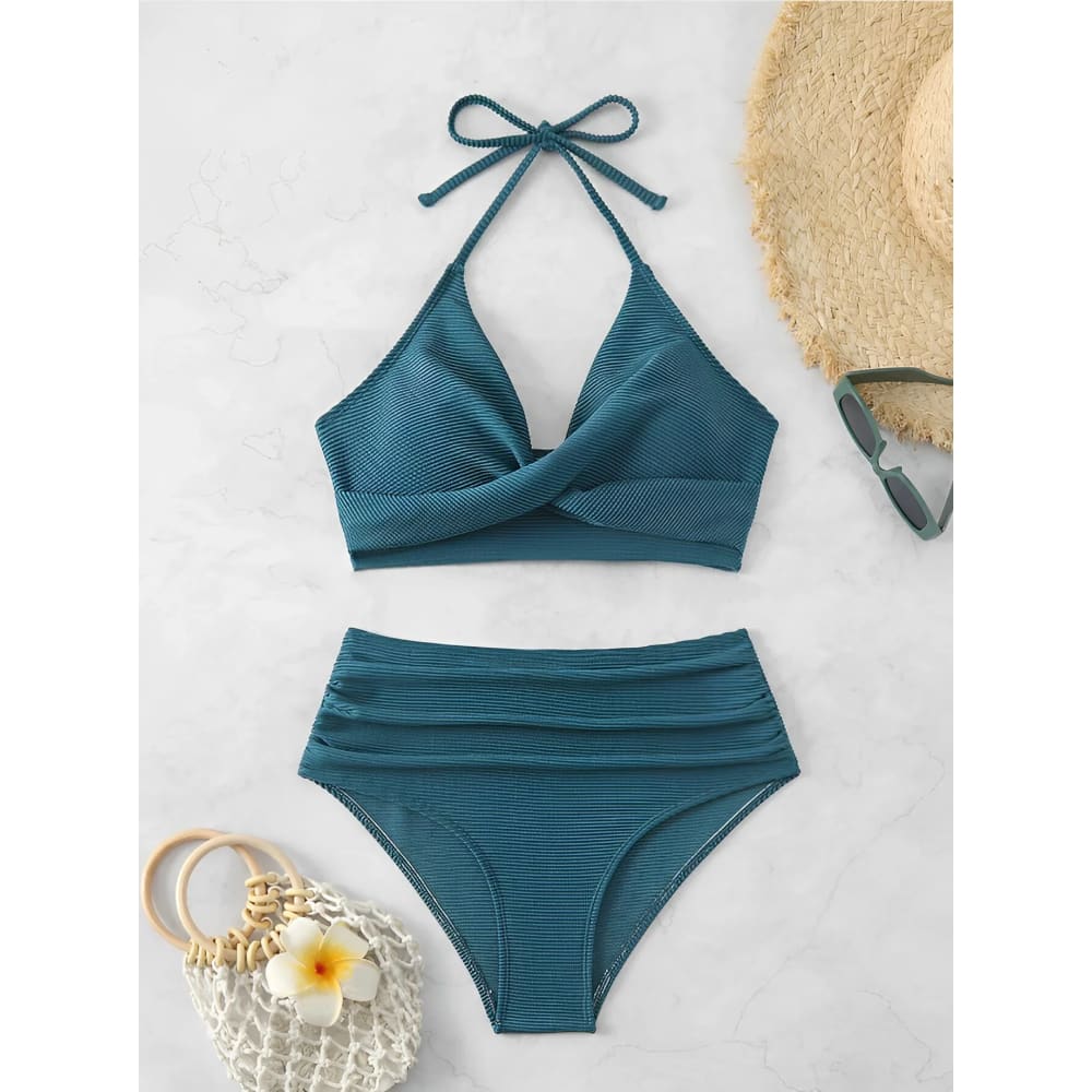 Sexy High-Waist Halter Bikini Set for Women - On sale