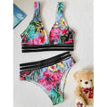 Sexy Leaves Printed Push Up Brazilian Bikini swimsuit - Light purple 14 / XL On sale