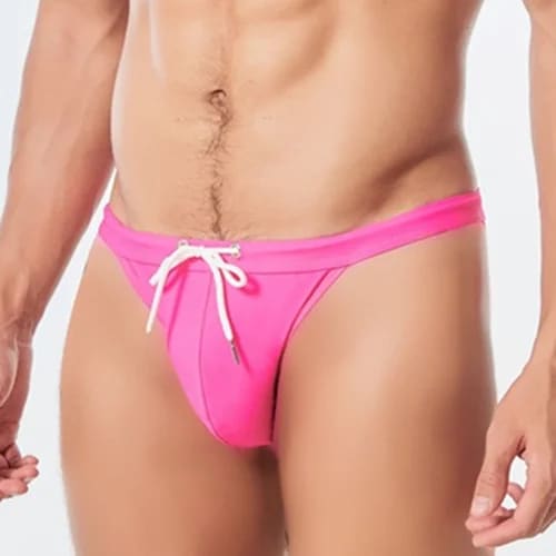 Sexy Mens Bikini Briefs Swim Trunks - D101 Rose Red / XXL On sale