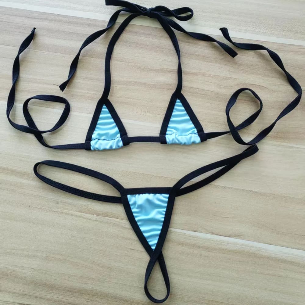 Sexy Micro Bikini Set – Halter Neck Two‑Piece Swimwear - black / One Size On sale