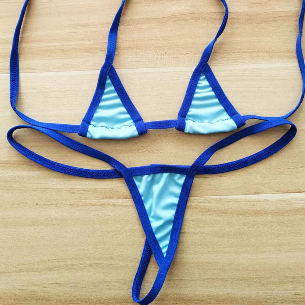 Sexy Micro Bikini Set – Halter Neck Two‑Piece Swimwear - Blue / One Size On sale