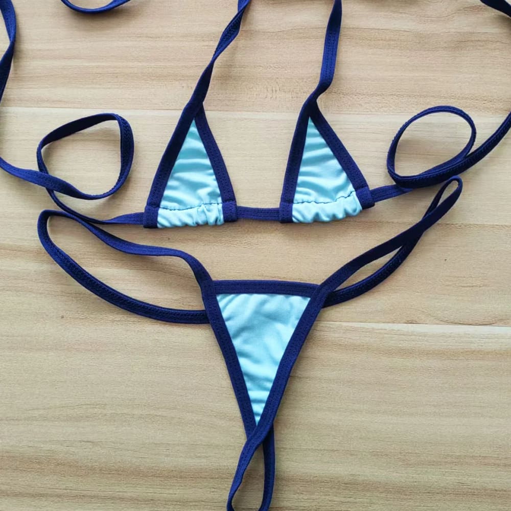 Sexy Micro Bikini Set – Halter Neck Two‑Piece Swimwear - deep blue / One Size On sale