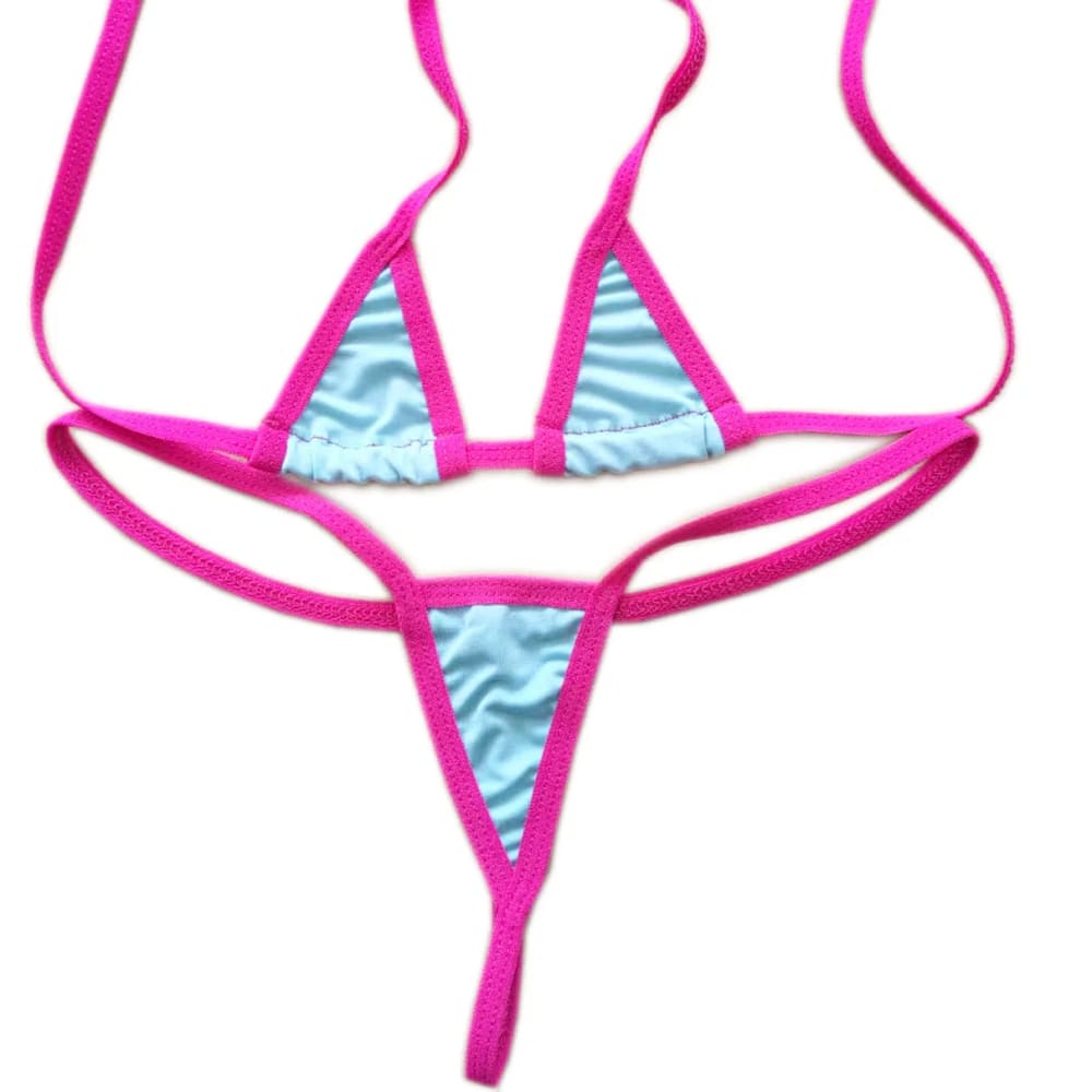 Sexy Micro Bikini Set – Halter Neck Two‑Piece Swimwear - mei red / One Size On sale