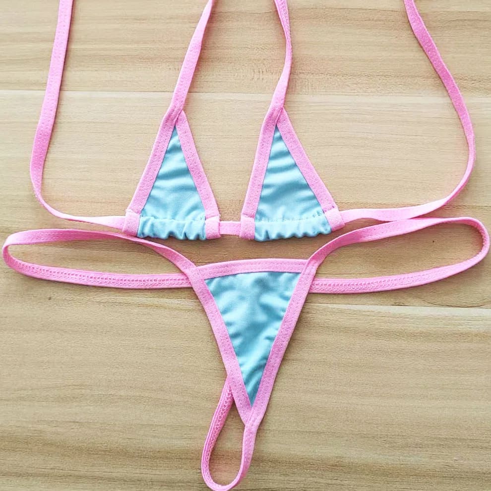 Sexy Micro Bikini Set – Halter Neck Two‑Piece Swimwear - Pink / One Size On sale