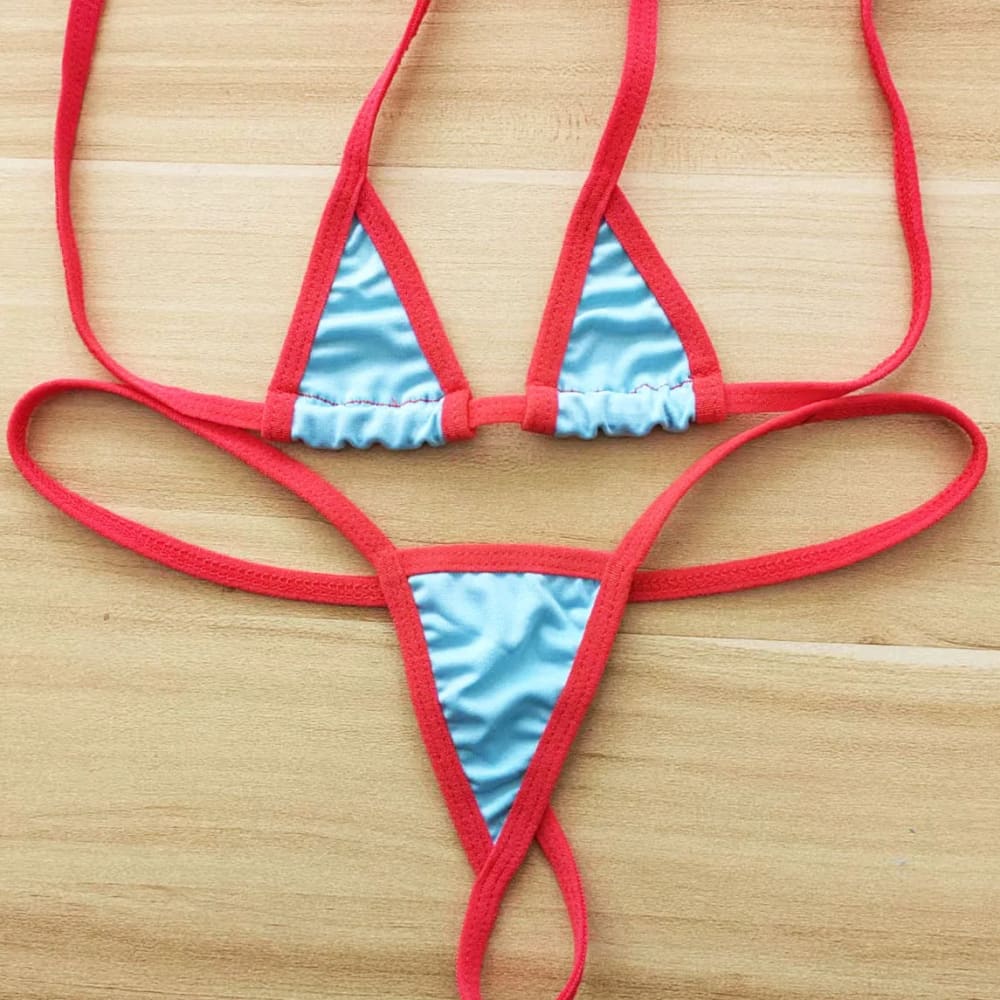 Sexy Micro Bikini Set – Halter Neck Two‑Piece Swimwear - Red / One Size On sale