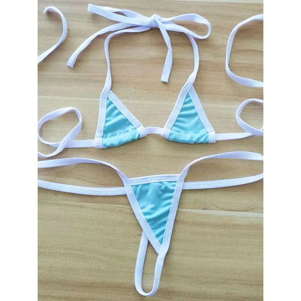 Sexy Micro Bikini Set – Halter Neck Two‑Piece Swimwear - WHITE / One Size On sale