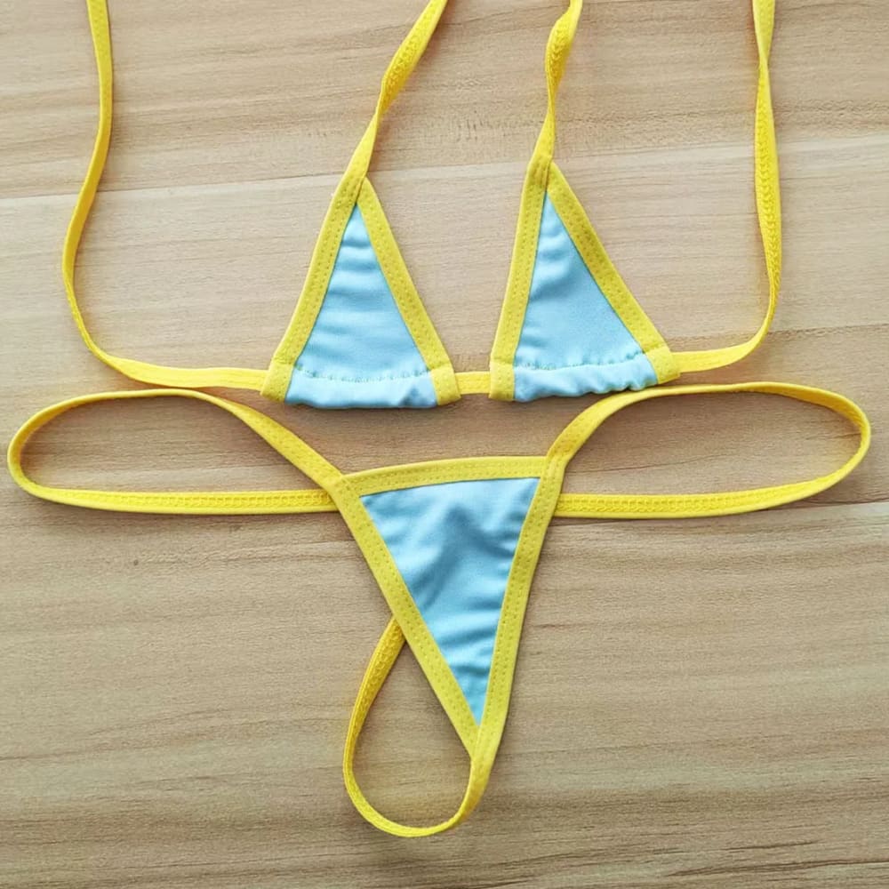 Sexy Micro Bikini Set – Halter Neck Two‑Piece Swimwear - Yellow / One Size On sale