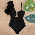 Sexy One Shoulder Ruffle Print Floral Piece Swimsuit - SW19943D2 / S On sale