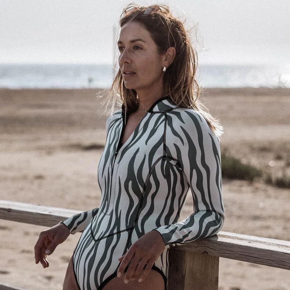 Sexy Print Long Sleeve Monokini – Women’s One Piece Swimsuit - RI23296D1 / XL On sale