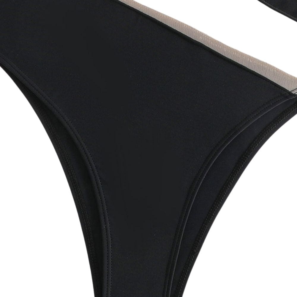 Sexy Sheer Mesh One Shoulder Piece Swimsuit - On sale