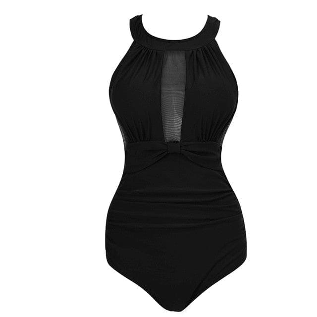Sexy Slimming Mesh Patchwork One Piece Swimsuits Plus Size - 96462 / L On sale
