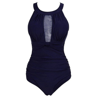 Sexy Slimming Mesh Patchwork One Piece Swimsuits Plus Size - 96464 / L On sale