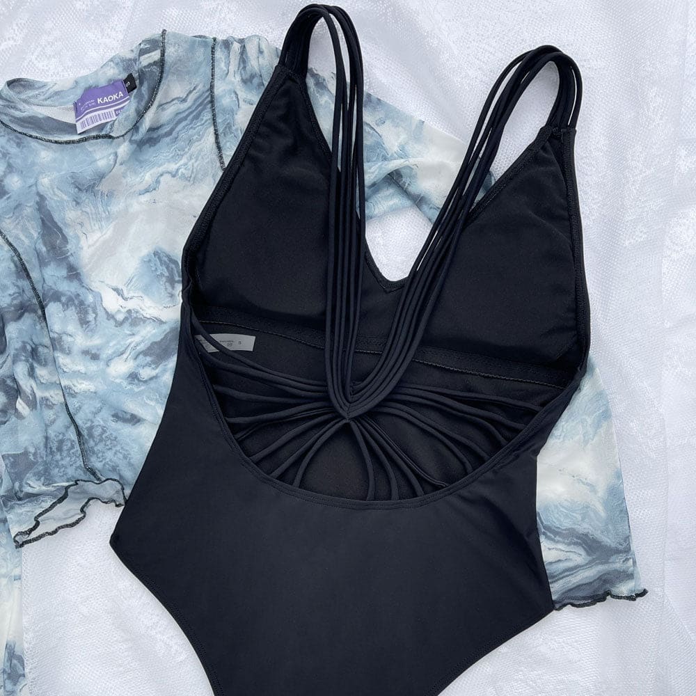 Sexy Strappy Low Back V Neck Brazilian One Piece Swimsuit - On sale