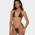 Sexy Tie String Thong Micro Triangle Bikini - Coffee / S On sale