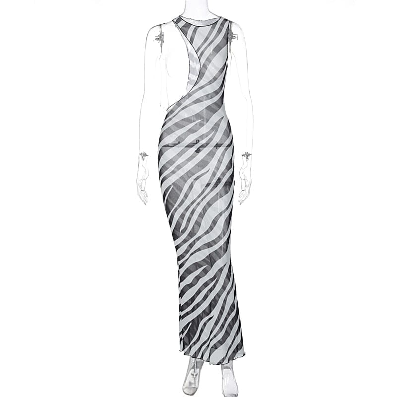 Sexy Zebra Print Long Beach Dress Cover-Ups - On sale
