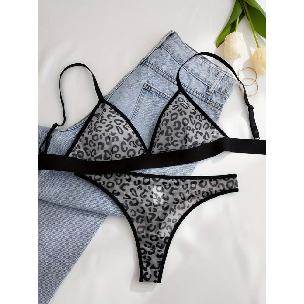 Sheer Mesh Floral Heart Bikini Set – Sexy Triangle Swimwear - On sale