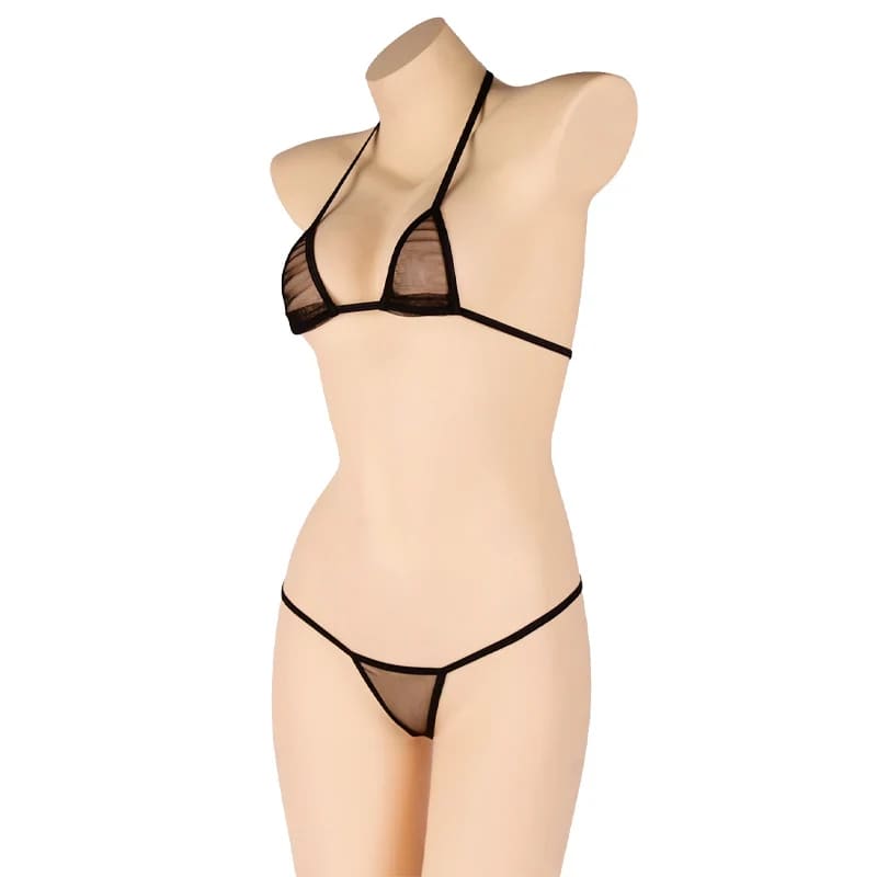 Sheer Mesh Micro Bikini Set – Transparent G-String - On sale
