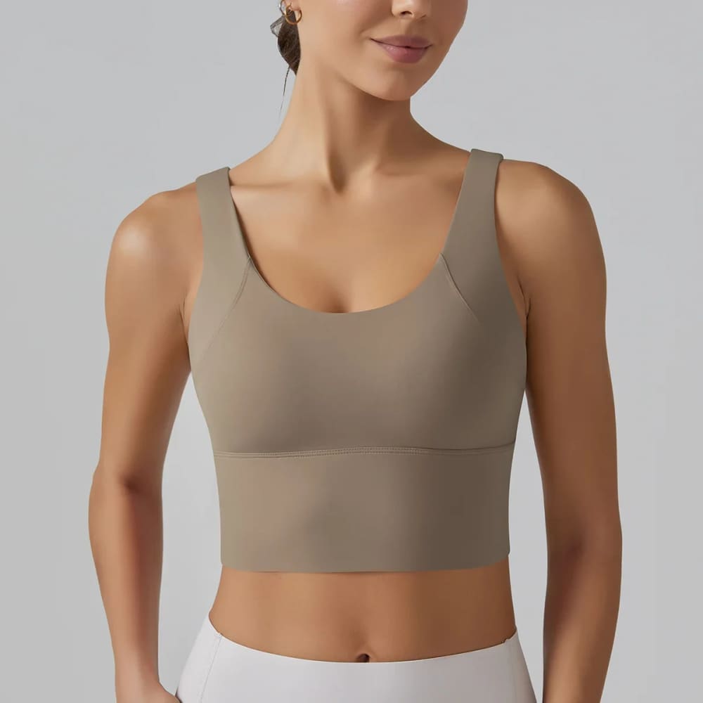Shockproof Yoga Bra with Beautiful Back Design - Cocoa / L On sale