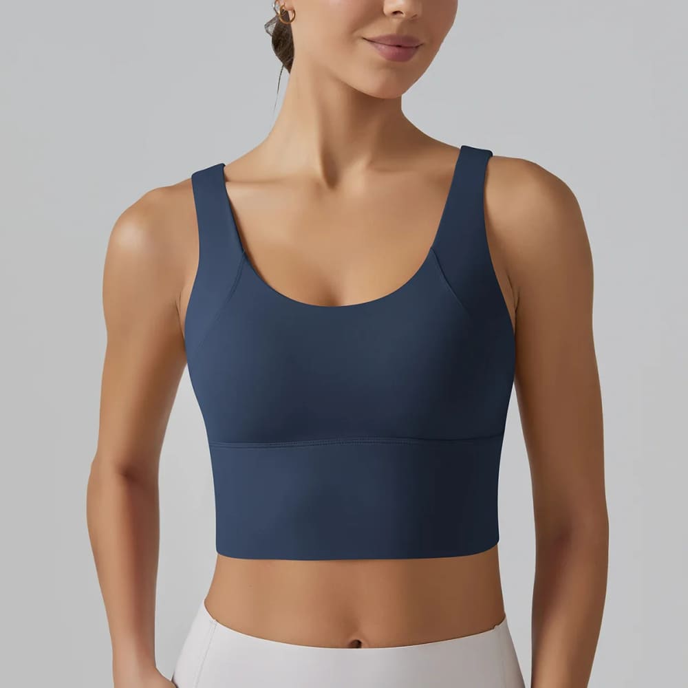 Shockproof Yoga Bra with Beautiful Back Design - Navy / L On sale