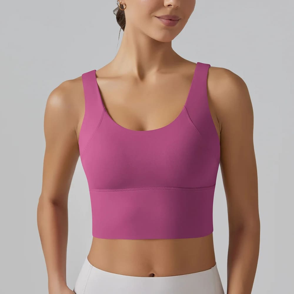 Shockproof Yoga Bra with Beautiful Back Design - Pink Lychee / L On sale
