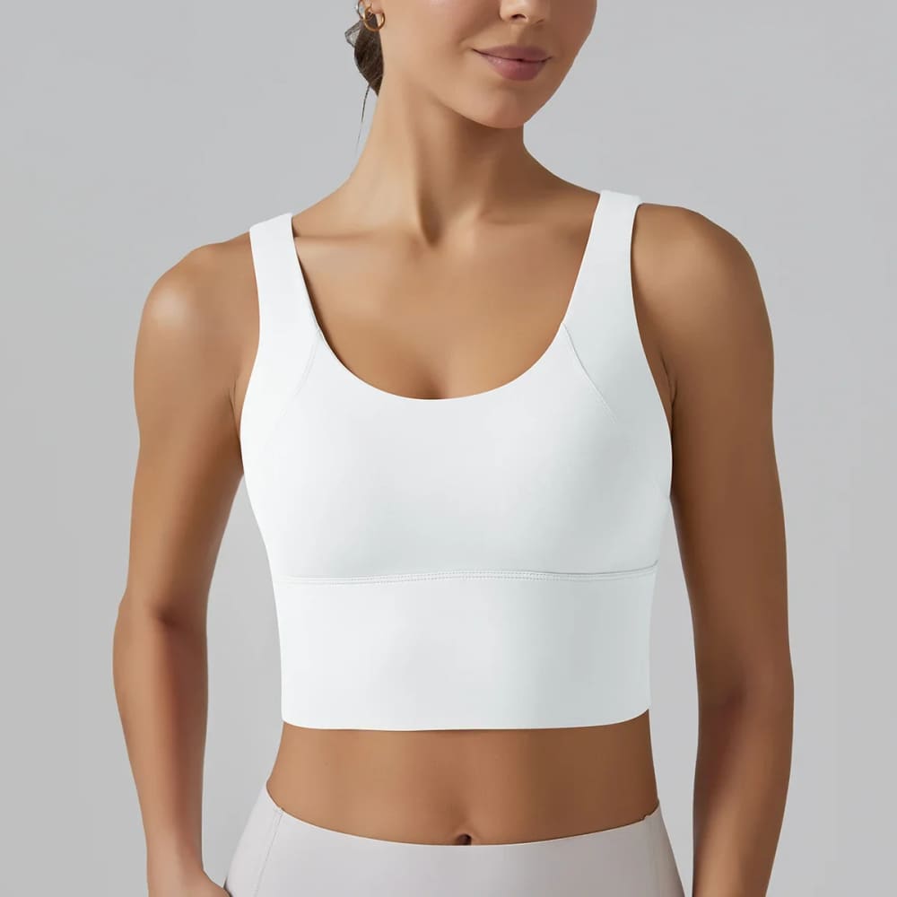 Shockproof Yoga Bra with Beautiful Back Design - White / L On sale