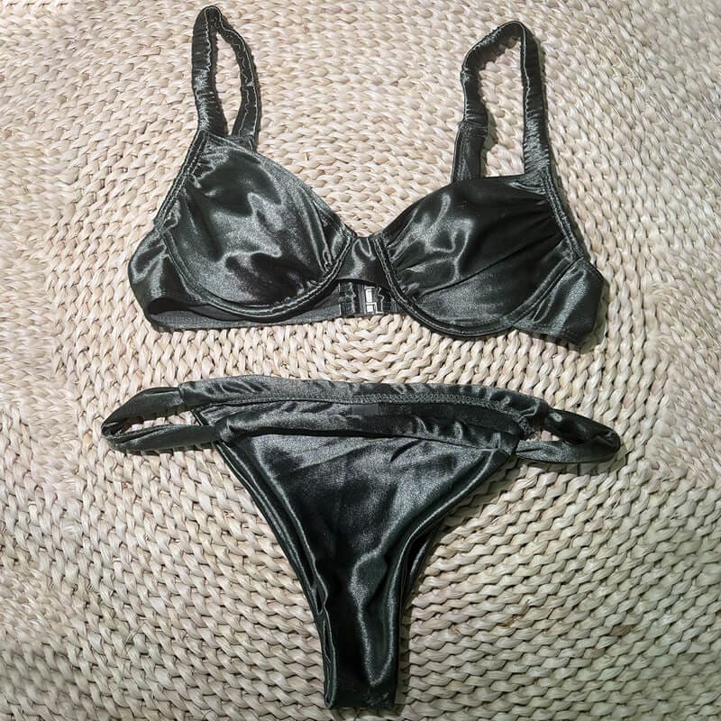 Silky High-Cut Ruched Brazilian Bikini - On sale