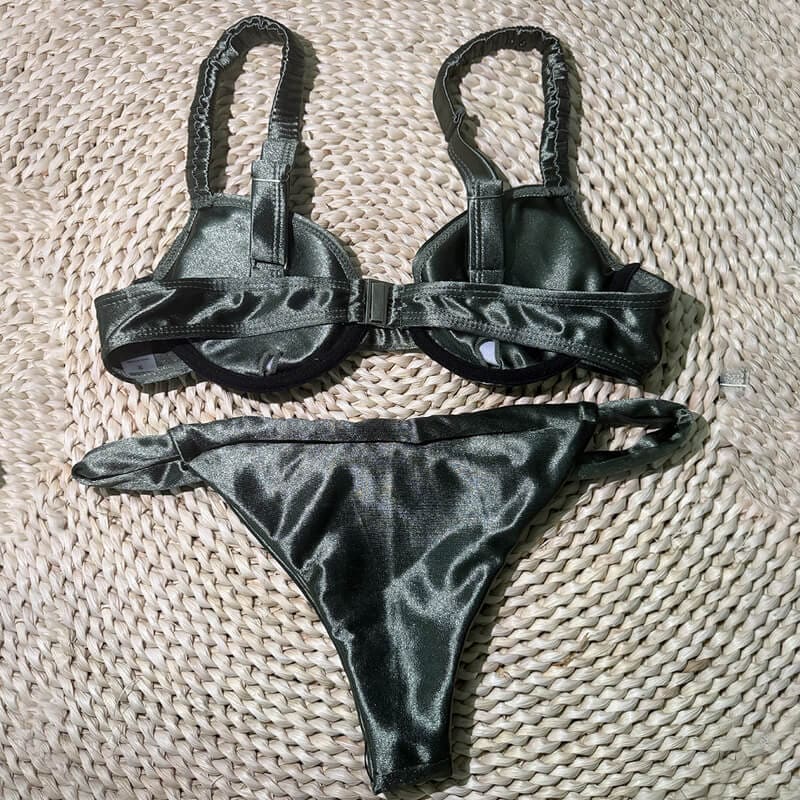 Silky High-Cut Ruched Brazilian Bikini - On sale
