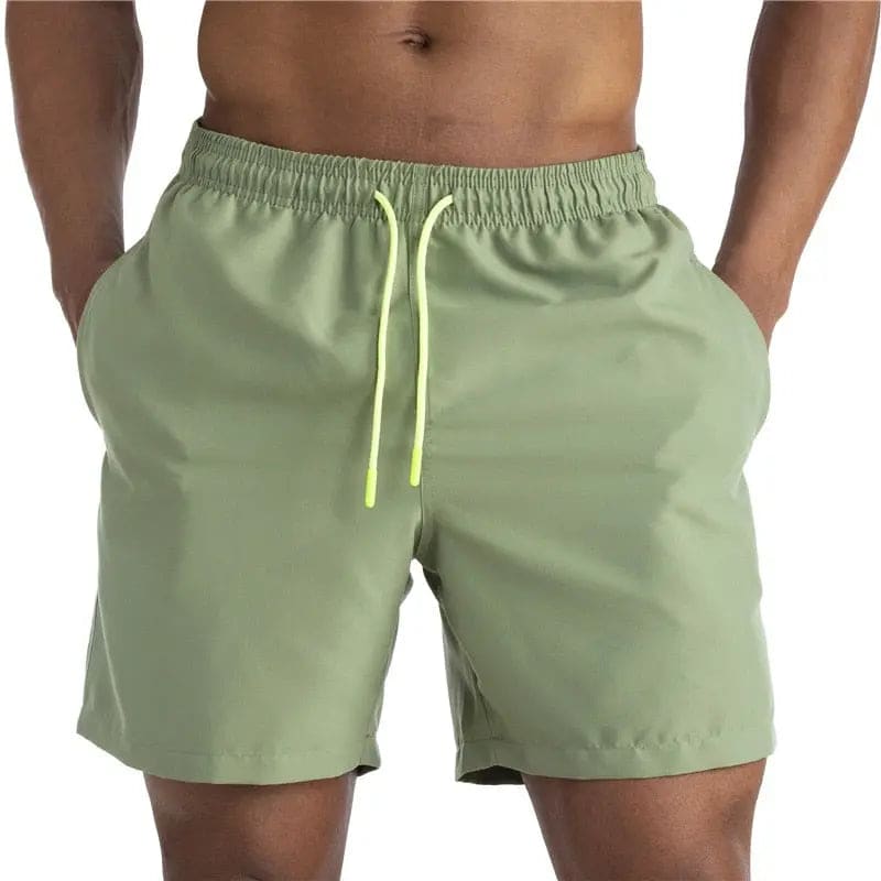 2022 Solid Mens Swimwear Swimming Shorts - army green02 / M(Asian size) On sale