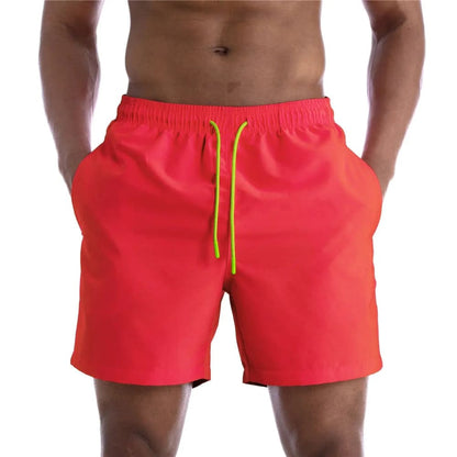 2022 Solid Mens Swimwear Swimming Shorts - coral red 02 / M(Asian size) On sale