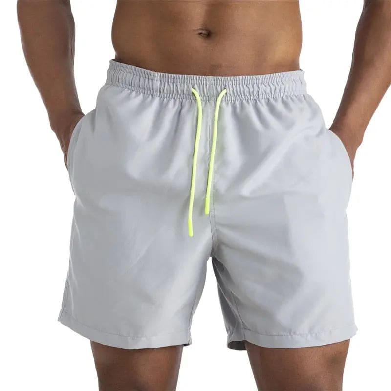 2022 Solid Mens Swimwear Swimming Shorts - light gray02 / M(Asian size) On sale