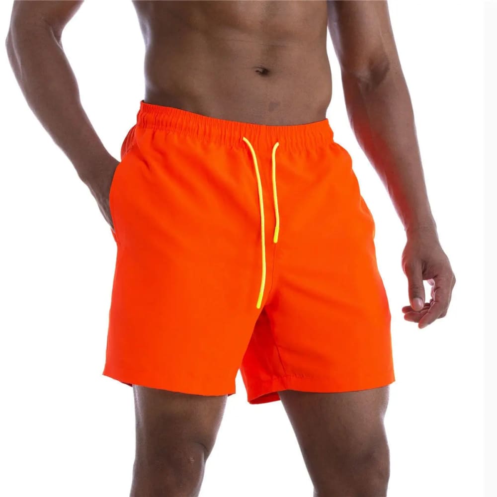 2022 Solid Mens Swimwear Swimming Shorts - orange02 / M(Asian size) On sale