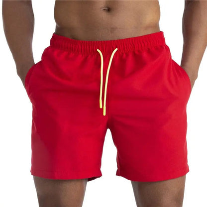2022 Solid Mens Swimwear Swimming Shorts - red02 / M(Asian size) On sale
